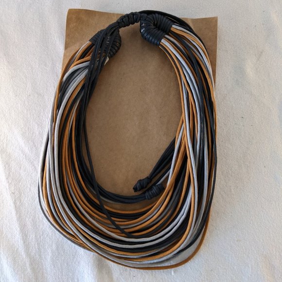 Leather multi-strand necklace with adjustable clasp NEW! - Picture 1 of 12